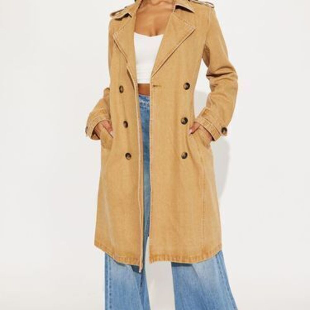 Take You There Denim Trench - Khaki - 1X